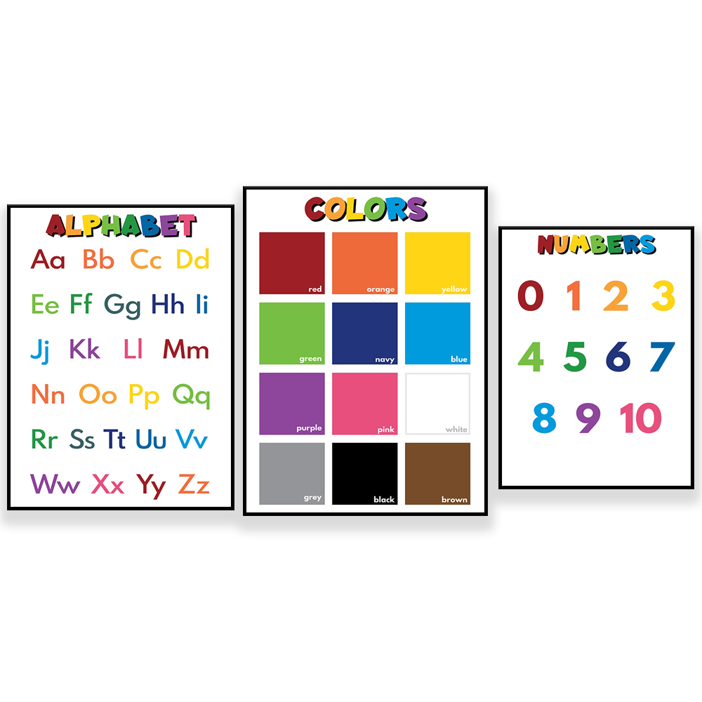 Kids Education Name - COLOR NAMES,ALPHABET,NUMBERS for kids, Educational poster,
