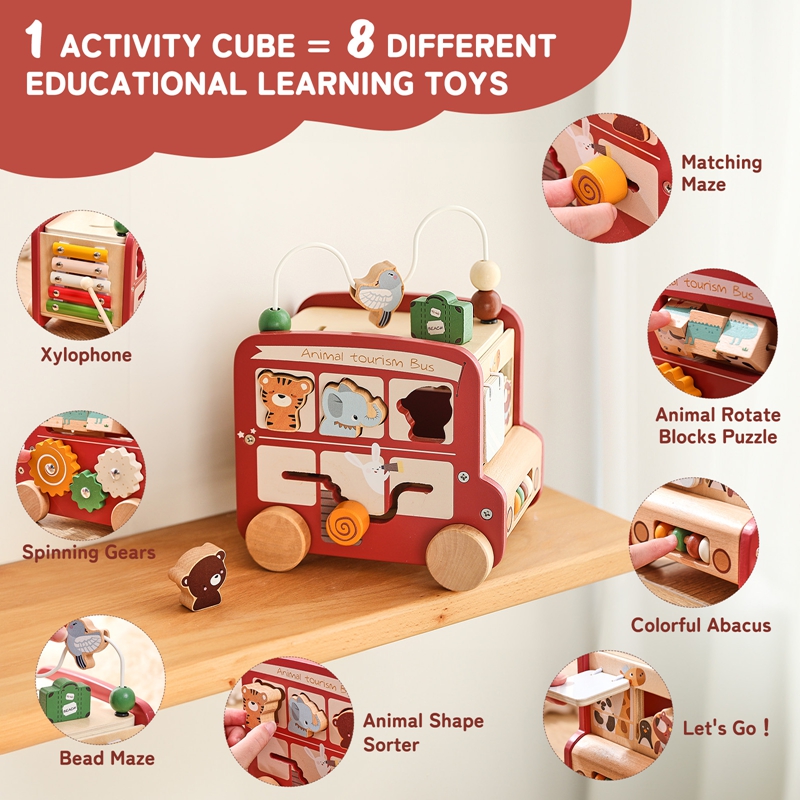 Kids Education Name - Wooden Bus Toy Custom Name Free
