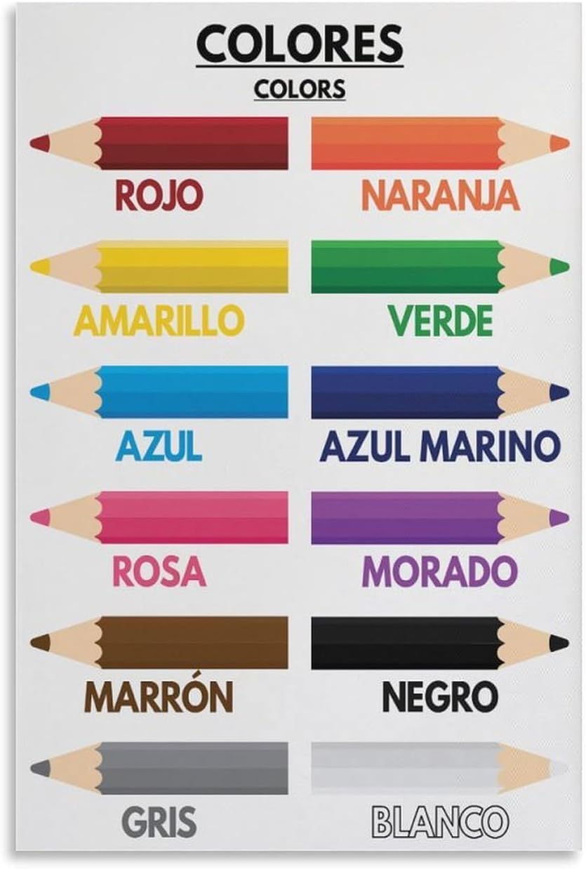 Kids Education Name - 1p,Color Names for Kids, Spanish Language,