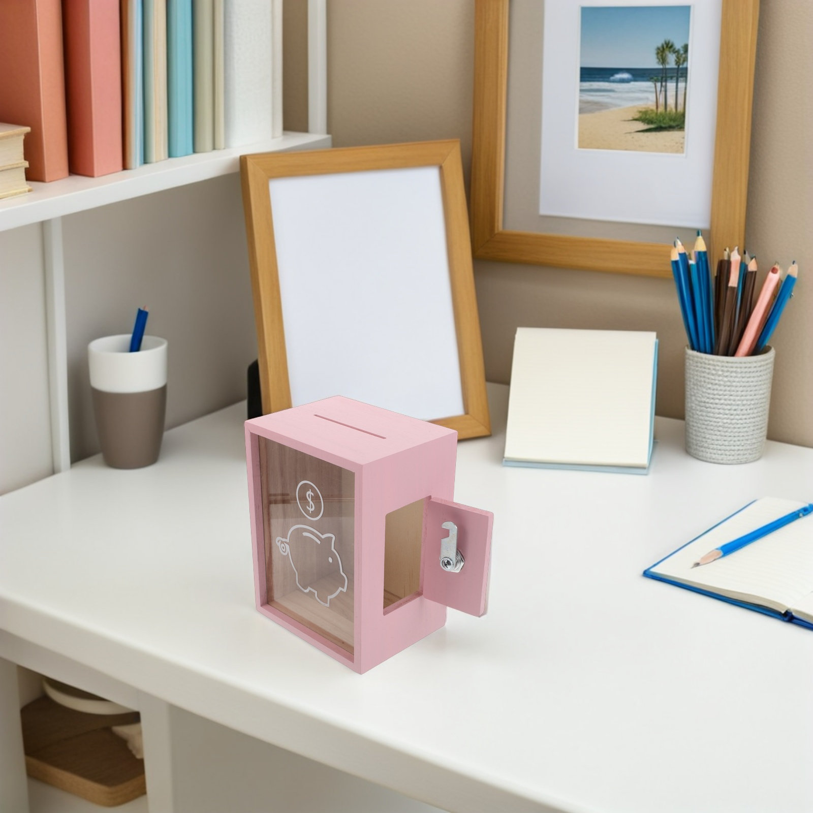 Kids Education Savings - Wooden Money Box for Kids Clear