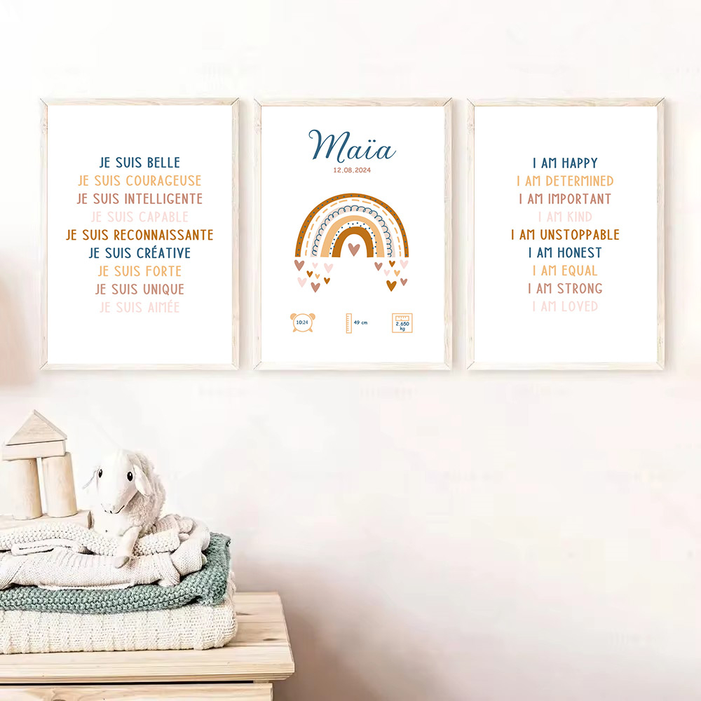 Kids Education Name - Custom Baby Name Birth Poster Educational
