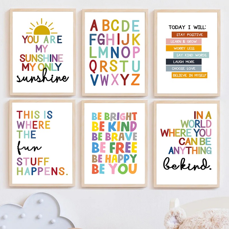 Kids Educational Poster - English Education Poster Alphabet Number Color