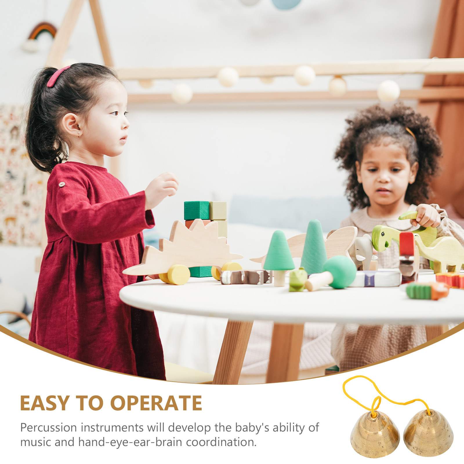1Pair Premium Copper Kids Musi - Kids Education Bell ulasan dan harga