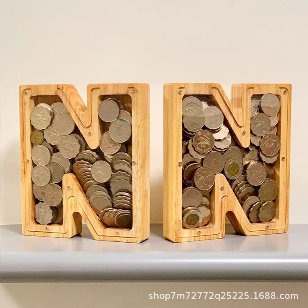Wooden 26 Letter Alphabet Coin - Kids Education Savings ulasan dan harga
