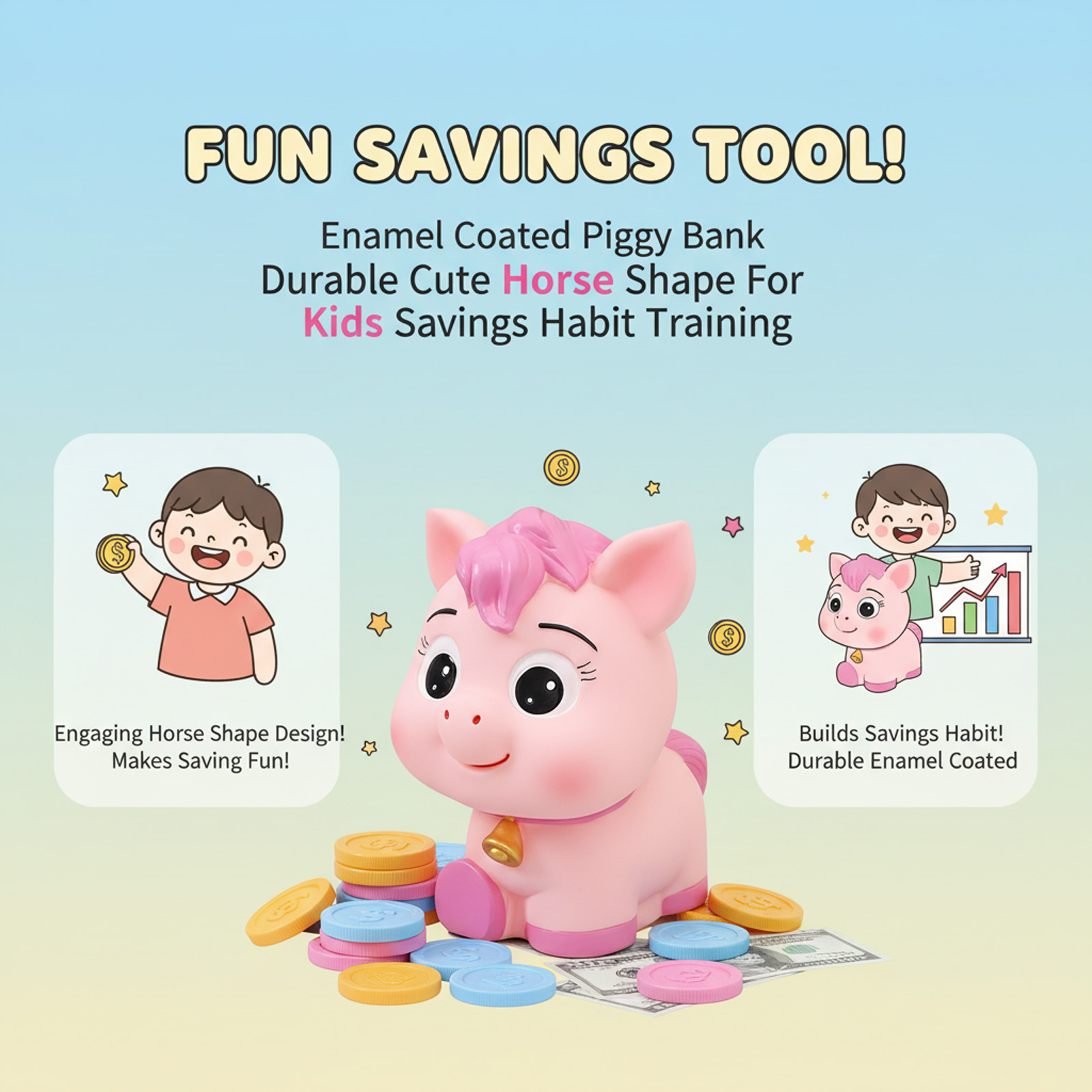 Kids Piggy Bank Horse Shaped S - Kids Education Savings ulasan dan harga