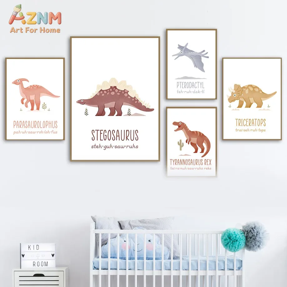 AZNM Cute Watercolor Dinosaur  - Kids Education Name ulasan dan harga
