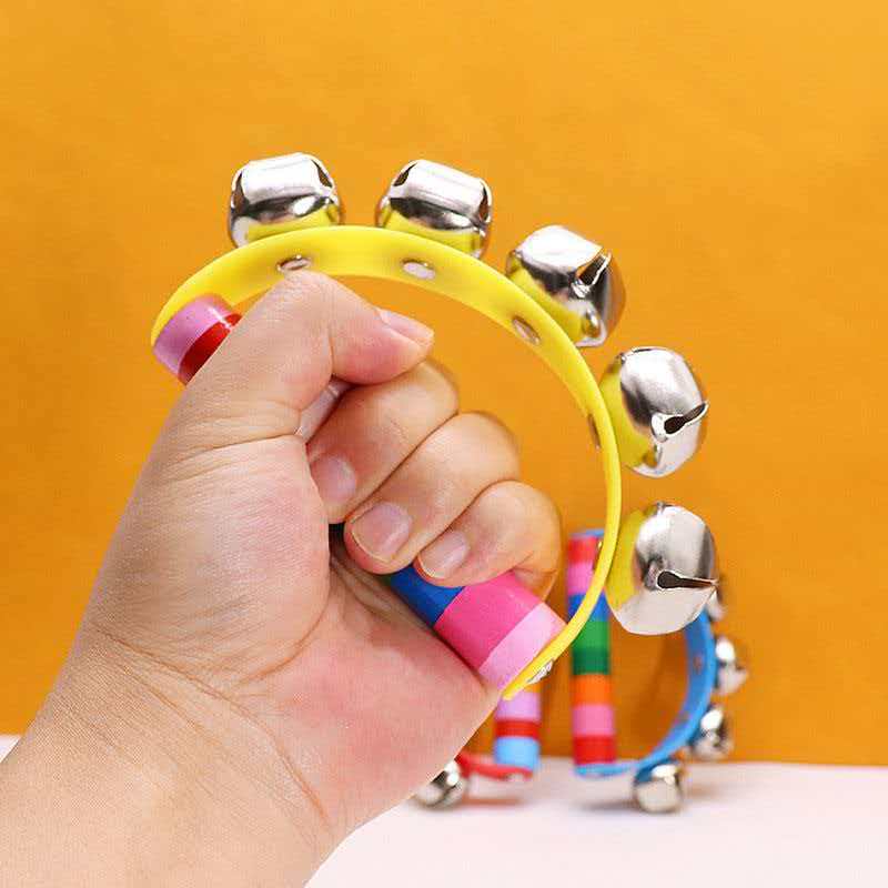Rainbow Hand Jingle Bells Wood - Kids Education Bell ulasan dan harga