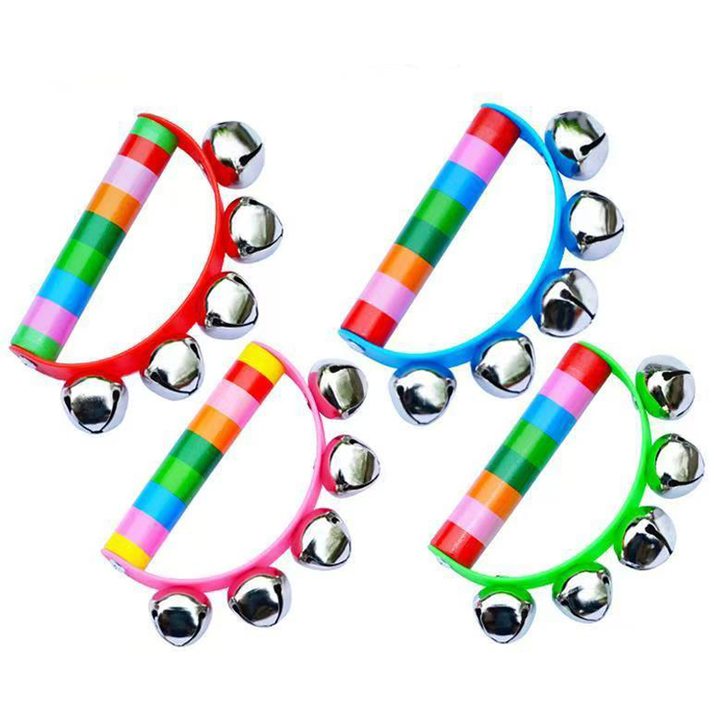 Rainbow Hand Jingle Bells Wood - Kids Education Bell ulasan dan harga