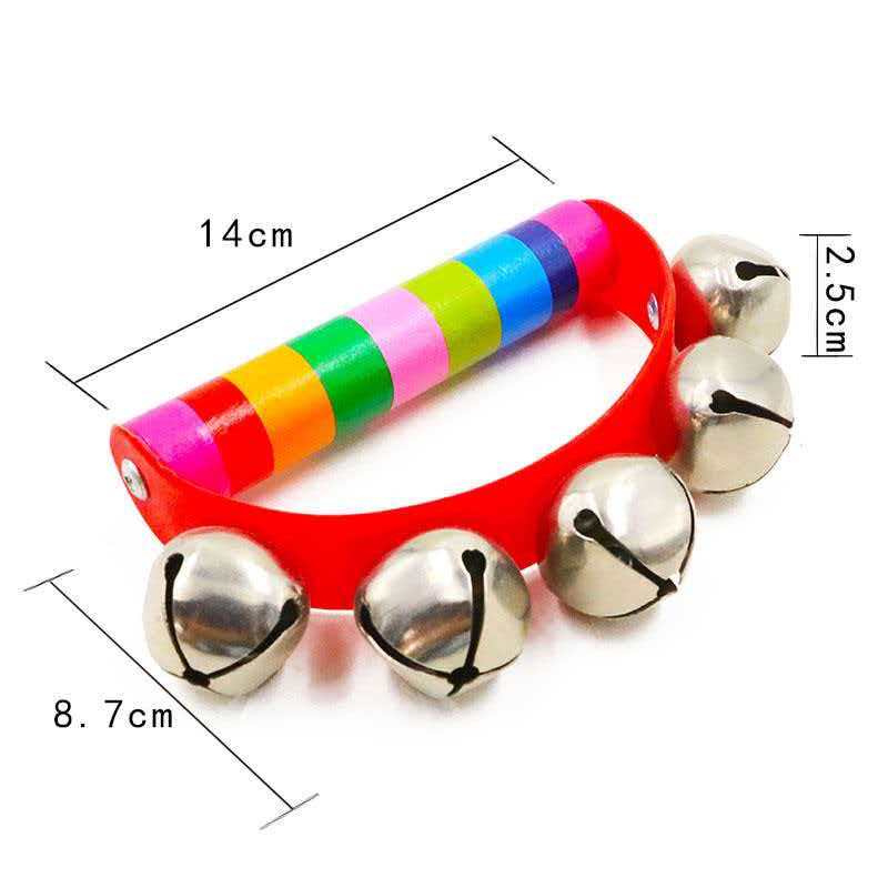 Rainbow Hand Jingle Bells Wood - Kids Education Bell ulasan dan harga