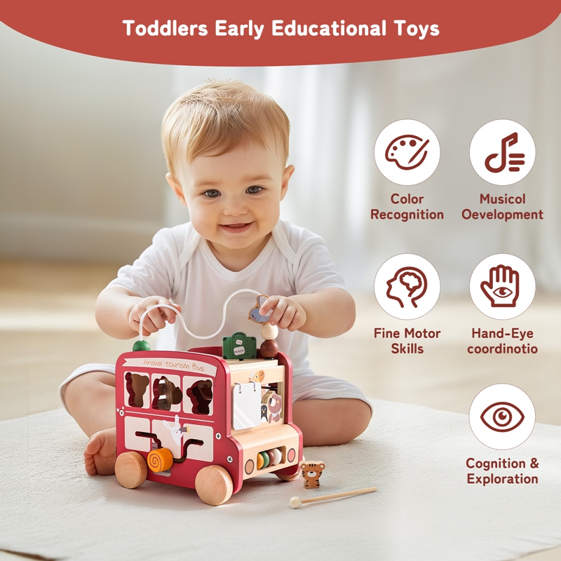 Wooden Bus Toy Custom Name Fre - Kids Education Name ulasan dan harga