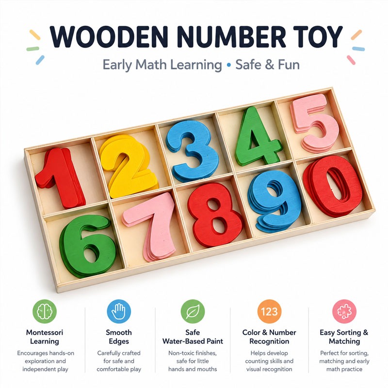 Wooden Number Set Craft Digits - Kids Education Name ulasan dan harga