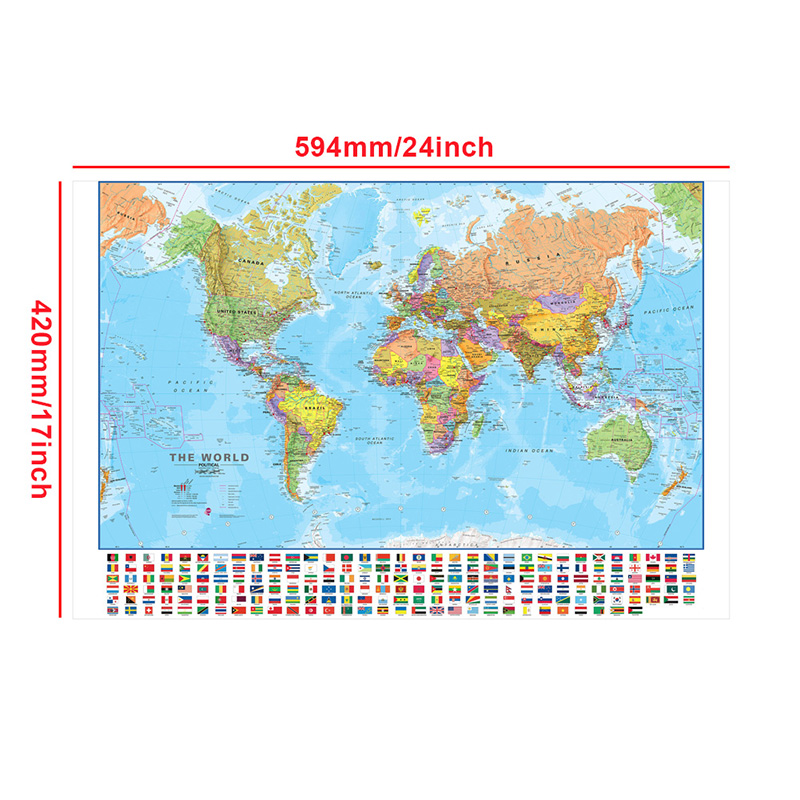 A2 Map of The World 59*42cm wi - Kids Educational Poster ulasan dan harga