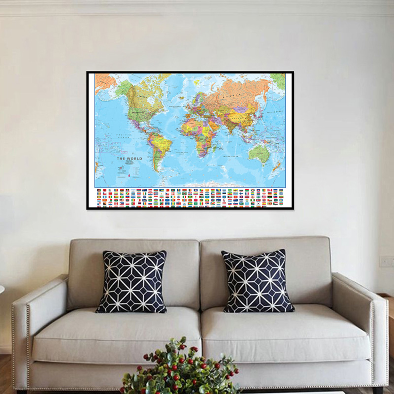 A2 Map of The World 59*42cm wi - Kids Educational Poster ulasan dan harga