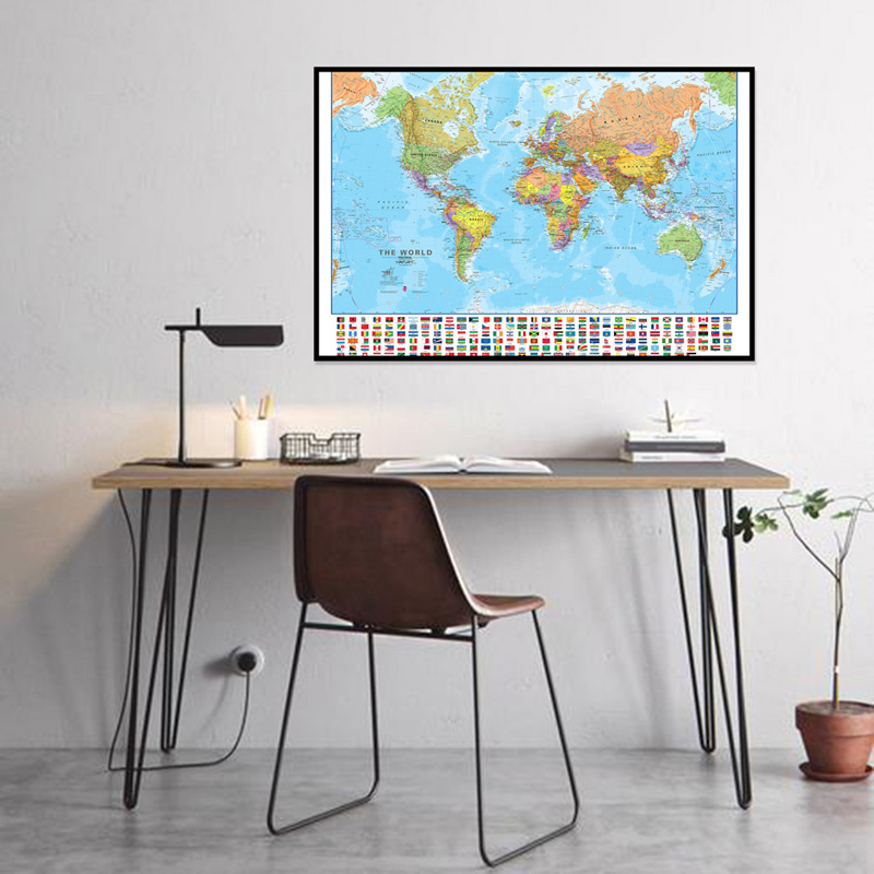 A2 Map of The World 59*42cm wi - Kids Educational Poster ulasan dan harga
