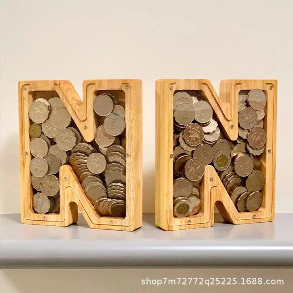 Wooden 26 Letter Alphabet Coin - Kids Education Savings ulasan dan harga